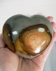 Unique Polychrome Jasper Stone Heart Natural Crystal | 86mm | Tarragon - 2