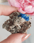 Unique Cavansite Crystal Cluster with White Stilbite in Basalt Matrix Natural Mineral Formation | Terpsichore - 1