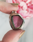 Unique Watermelon Tourmaline Crystal Natural Gemstone Sterling Silver Pendant | October