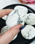 White Howlite Gemstone Natural Crystal Palm Stone Worry Stone Meditation Tool - 1