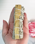 White Sage Smudge Stick with Palo Santo Wood | Smudging Sage for Spiritual Cleansing - In Hand 2