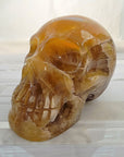 Golden Yellow Fluorite Gemstone Skull