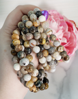 Bamboo Leaf Agate Stone Natural Crystal 7-8mm Beaded Bracelet - 1
