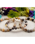 Bamboo Leaf Agate Stone Natural Crystal 7-8mm Beaded Bracelet - 8