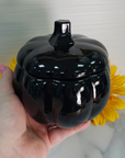 Spooky Black Pumpkin Glass Bowl | Container with Lid | Halloween Home Decor - In Hand