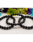 Black Tourmaline Crystal Natural Gemstone 7-8mm Beaded Bracelet - 2