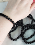Black Tourmaline Crystal Natural Gemstone 7-8mm Beaded Bracelet - 6