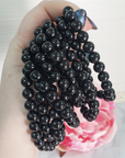 Black Tourmaline Crystal Natural Gemstone 7-8mm Beaded Bracelet - 5
