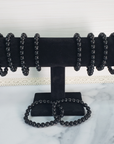 Black Tourmaline Crystal Natural Gemstone 7-8mm Beaded Bracelet