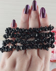 Black Tourmaline Crystal Natural Gemstone Chip Bead Bracelet | Chakra Bracelets