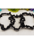 Black Tourmaline Crystal Natural Gemstone Chip Bead Bracelet | Witchy Jewelry