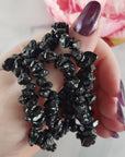 Black Tourmaline Crystal Natural Gemstone Chip Bead Bracelet | Crystal Jewelry