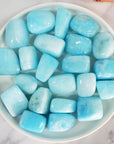 Blue Aragonite Crystal Gemstone Tumbled Stone | Color Enhanced | One Stone