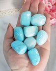 Blue Aragonite Crystal Gemstone Tumbled Stone | Color Enhanced | One Stone - 1
