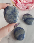 Blue Quartz Blue Aventurine Natural Gemstone Palm Stone Worry Stone Meditation Tool - Throat Chakra - 1