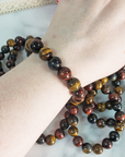 Multi Tigers Eye Crystal Natural Gemstone 10-12mm Bead Bracelet - On Wrist