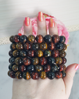 Multi Tigers Eye Crystal Natural Gemstone 10-12mm Bead Bracelet - On Hand