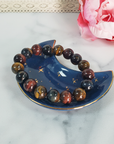 Multi Tigers Eye Crystal Natural Gemstone 10-12mm Bead Bracelet - In Jewelry Dish