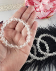 Quartz Crystal Natural Gemstone 7-8mm Bead Stretch Bracelet | Crown Chakra Crystals