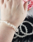 Quartz Crystal Natural Gemstone 7-8mm Bead Stretch Bracelet | Crown Chakra Stones
