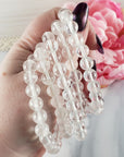 Clear Quartz Crystal Natural Gemstone 7-8mm Bead Stretch Bracelet | Natural Crystal Jewelry
