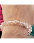 Clear Quartz Crystal Natural Gemstone 7-8mm Bead Stretch Bracelet