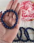 Lapis Lazuli Crystal Color Enhanced Gemstone 7-8mm Bead Bracelet