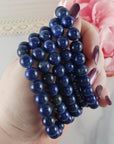Lapis Lazuli Crystal Color Enhanced Gemstone 7-8mm Bead Bracelet