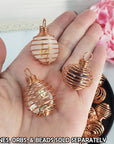 Copper-Plated Spiral Metal Cage Pendant | Make Your Own Crystal Amulet with Runes, Crystal Spheres, or Gemstone Beads!
