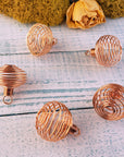 Copper-Plated Spiral Metal Cage Pendant | Make Your Own Crystal Jewelry! - Great for Keychains!