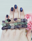 Rainbow Fluorite Crystal Natural Gemstone Nugget Bead Bracelet - 2