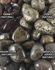 Tumbled Stones Natural Crystal Set for Luck & Opportunities | Garnet, Pyrite, Dragon Stone, Camouflage Jasper
