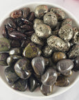 Tumbled Stones Natural Crystal Set for Luck & Opportunities | Garnet, Pyrite, Dragon Stone, Camouflage Jasper