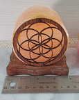 Himalayan Salt Shabby Chic Table Decoration - Wood Flower of Life Carving