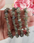 Labradorite Crystal Natural Gemstone Chip Bracelet | Throat, Third Eye, & Crown Chakra Bracelets