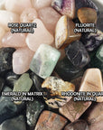Tumbled Stones Natural Crystal Set for Love & Relationships | Rose Quartz, Fluorite, Emerald in Matrix, Rhodonite - 2