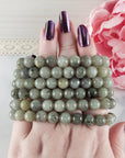 Labradorite Crystal Natural Gemstone 6-8mm Bead Bracelet | Low Flash