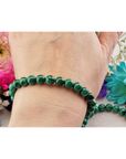 Green Malachite Stone Natural Crystal 7-8mm Beaded Bracelet - 4