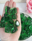 Green Obsidian Crystal Manmade Gemstone Tumbled Stone - Heart Chakra and Root Chakra