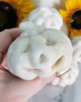 Milky Quartz Crystal Carving Natural Gemstone Jack-O-Lantern | Calming Pumpkin - Thanksgiving Decor