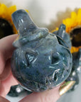 Moss Agate Crystal Carving Natural Gemstone Jack-O-Lantern | Prosperous Pumpkin - 2
