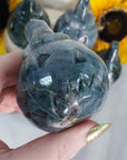 Moss Agate Crystal Carving Natural Gemstone Jack-O-Lantern | Prosperous Pumpkin - 4