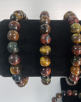 Multi Tigers Eye Crystal Natural Gemstone 7-8mm Bead Bracelet - On Form 2