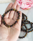 Multi Tigers Eye Crystal Natural Gemstone 7-8mm Bead Bracelet - In Hand