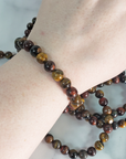 Multi Tigers Eye Crystal Natural Gemstone 7-8mm Bead Bracelet - On Wrist