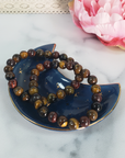 Multi Tigers Eye Crystal Natural Gemstone 7-8mm Bead Bracelet - In Jewelry Dish