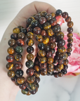Multi Tigers Eye Crystal Natural Gemstone 7-8mm Bead Bracelet - Handful of Bracelets