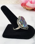 Unique Iridescent Abalone Shell Heart Natural Gemstone 925 Sterling Silver Ring | Size 8 - 2