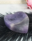 Unique Purple Fluorite Crystal Bowl Natural Gemstone Heart Shaped Bowl | Ntima - 1