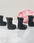 Black Obsidian Crystal Natural Gemstone Santa Boot Christmas Stocking Carving